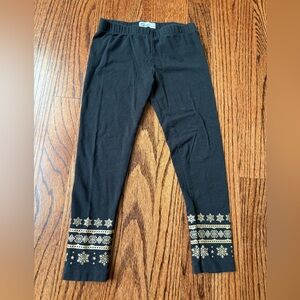 Epic Threads Girls Black Leggings with Gold Snowflake Trim - Size 4t